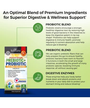 Digestive Health Supplements for Adults - Probiotics with Enzymes - Non-GMO, Gluten & Dairy Free - 30ct (Pack of 1) - Buy Online on GoSupps.com