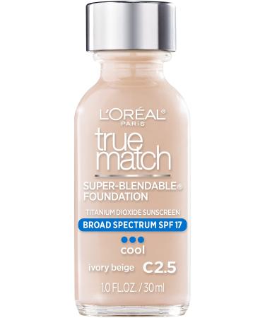 L'Oreal Paris Makeup True Match Super-Blendable Liquid Foundation  Ivory Beige C2.5  1 Fl Oz 1 Count 1 Fl Oz (Pack of 1) C2.5 Ivory Beige