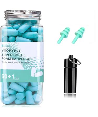 VeoryFly Soft Foam Ear Plugs for Sleep 122 Pcs 38 dB Highest SNR Ear Plugs for Sleeping Noise Cancelling Reusable Comfortable Hearing Protection Foam Earplugs for Sleep Snoring Work Lound Noise Blue