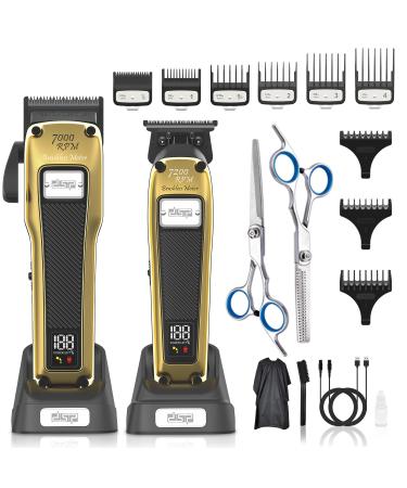 DSP Hair Clipper for Men Professional High Torque Brushless Motor & DLC Coated Detachable Blade Cordless Hair Trimmer Set for Barber with Charging Base Men Hair Product Gift Set Hair Clippe + Beard Trimmer Set