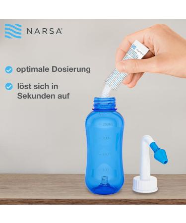 Nasal Shower Set Narsa | 30x Nose Rinsing Salt | 3 Attachments for Adults & Children | Effective Nasal Cleaning for Colds & Allergies - Buy Online on GoSupps.com
