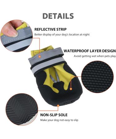 Reestboo Dog Shoes - Anti-Slip Paw Protection Boots for Large Dogs | Reflective Straps & Velcro | Winter Yellow (XXL) - 4 Pack - Buy Online on GoSupps.com