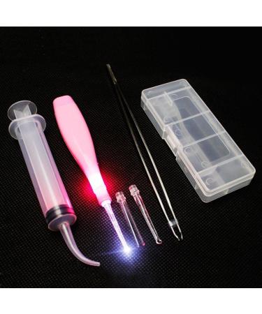 Earlywish Tonsil Stone Removing Tool Pick LED Light w/Box + Irrigation Syringe+ Clip for Home Oral Clean (Pink) - Buy Online on GoSupps.com