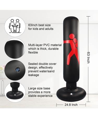 Punching Bag with Stand for Adults | 63 Free Standing Kickboxing Bag for MMA Training - Kungfu Red - Buy Online on GoSupps.com