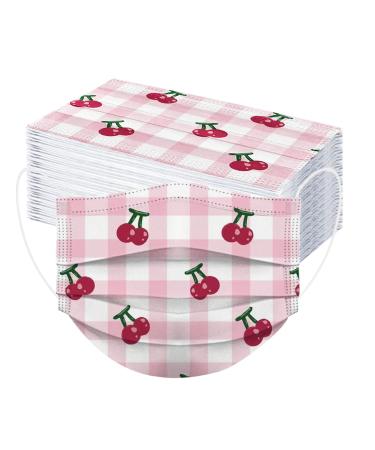 50PC 3 Ply Disposable_Face_Mask with Pattern Design Comfortable Covers Suitable For Adults Outdoor Use