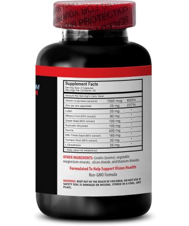 Lutein Bilberry Fruit - EYE VISION GUARD - Grape Seed Quercetin Dihydrate Taurine Milk Thistle Seed Turmeric Root L-Glutathione Lutein Bilberry Fruit Taurine Turmeric Root 1Bot 60Caps - Buy Online on GoSupps.com
