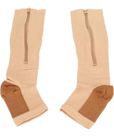Compression Calf Stockings with Open Toe - 2 Pack Breathable & Elastic Zipper Design for Injury Relief - S/M Size - Buy Online on GoSupps.com