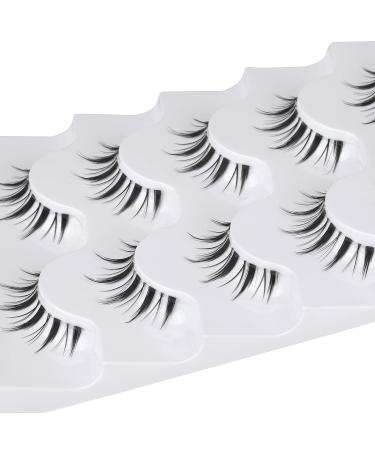 Fanxiton 14MM Manga Style Japanese Lashes 5 Pairs with Clear Band - Short 3D False Eyelashes for Makeup with Applicator (M1) - Buy Online on GoSupps.com