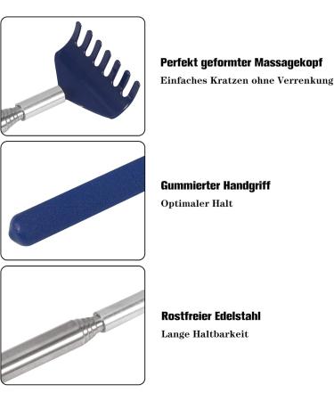 Olyee Stainless Steel Back Scratch - High-Quality Extendable 68cm Massage Tool (Blue) for Head & Body Relief - Buy Online on GoSupps.com
