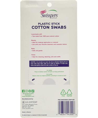 Swisspers Double-Tipped Cotton Swabs - 300 Count - 100% Cotton - White Plastic Sticks - Buy Online on GoSupps.com