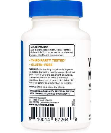 Nutricost Vitamin K2 MK-7 100mcg 240 Softgels - Gluten Free & Non-GMO - Buy Online on GoSupps.com