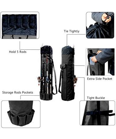 Wowelife Fishing Rod Carrier and Reel Organizer - Pole Storage Bag for Fishing and Traveling | Perfect Gift for Family, Friends - Black - Buy Online on GoSupps.com