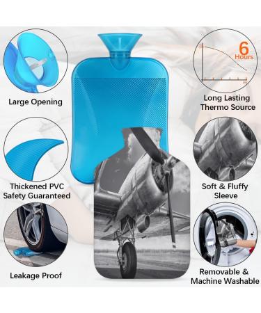 Airplane Heat Bottle with Fluffy Cover - 2L Retro Water Bag for Cozy Nights & Pain Relief (Back Neck Shoulders) - Buy Online on GoSupps.com