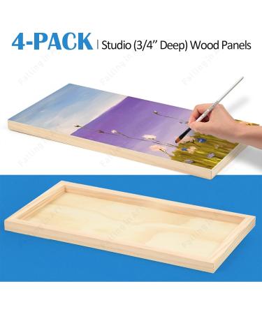 Falling in Art 8x16 Birch Wood Panels Kit - 4 Pack Studio Cradle Boards for Painting, Pouring Art, Crafts & Burning - 3/4 Deep Wooden Canvas - Buy Online on GoSupps.com