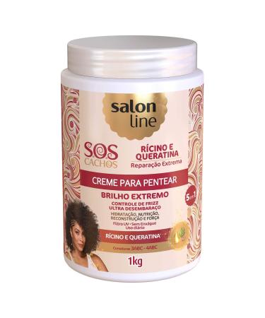 Salon Line - Linha Tratamento (SOS Cachos) - Creme Para Pentear Ricino e Queratina 1000 Gr - (Salon Line - Treatment (SOS Curls) Collection - Castor Oil And Keratin Combing Cream Net 35.27 Oz)