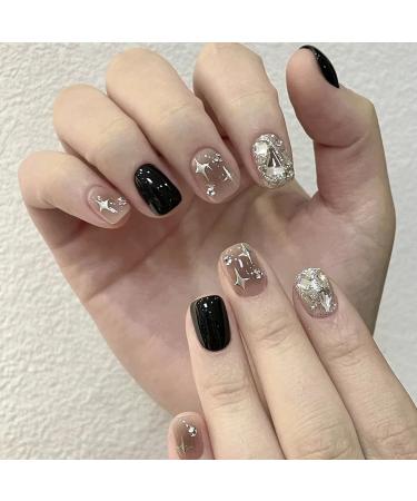 Handmade Nail Art Black Halo Dyed Short Style Compatible with Wearing Fake Nail Patches(M) - Buy Online on GoSupps.com