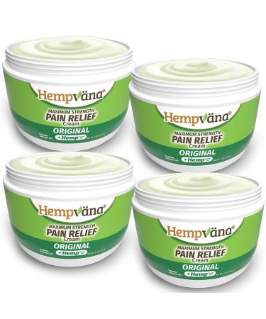 Hempvana Relief Cream 4 Pack with Seed Extract - Relieves Inflammation, Muscle, Joint, Back, Knee, Nerves and Arthritis  Made in USA 4oz Paraben Free, Vegan, Cruelty-Free As Seen On TV