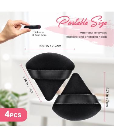 4 Pieces Soft Triangle Powder Puff - Velour Makeup Sponge for Loose Mineral Powder - Black Face Makeup Applicator - Buy Online on GoSupps.com