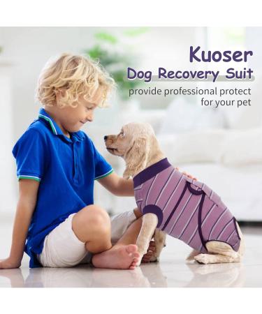 Kuoser Breathable Dog Recovery Suit | Post-Op Body for Male & Female Dogs | Anti-Wound Cat Body | XXL Purple E-Collar Alternative - Buy Online on GoSupps.com
