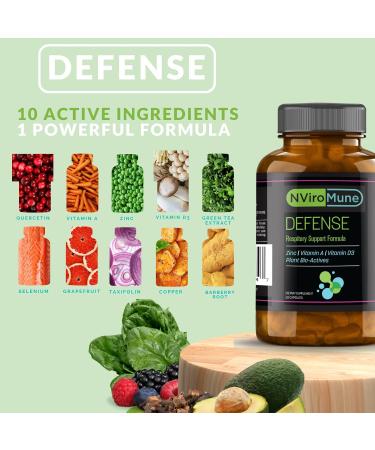 NViroMune Immune Defense Supplement - 10 in 1 Immune Support with Zinc, Copper, Vitamin D3, Selenium, Quercetin & Herbal Extracts - 60 Capsules - Buy Online on GoSupps.com