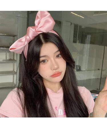 Uchyius Pink Satin Bow Headband for Women - Non Slip Hair Accessory - Buy Online on GoSupps.com