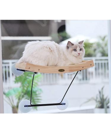 Pecute Cat Window Perch Sisal Cat Scratcher 2 in 1, Cat Hammock Window Seat with Solid Wood Frame, Iron Bracket and Heavy Duty Suction Cups Holds Cats Up to 30lbs