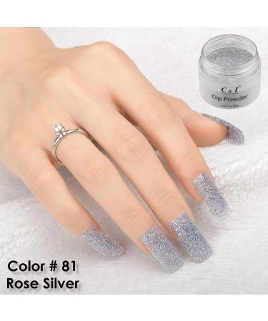 Dip Powder Color No # 81 Rose Silver Nail Gel Effect Powder Pearl Shine Color System 1 oz 28 g - Buy Online on GoSupps.com