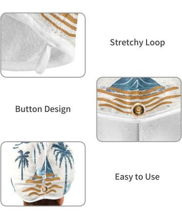 Summer Paradise Island Seamless Hair Towel 2 Pack | Super Absorbent Quick Dry Hair Turbans for Women & Girls - Buy Online on GoSupps.com