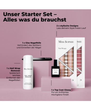 Original Miss Sophie Nail Foil Starter Set - Self-Adhesive Nail Stickers in Iced Coffee & Rosewood Love | No Splintering Long-Lasting Easy Application - Buy Online on GoSupps.com
