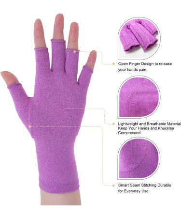 Racvofy Fingerless Arthritis Gloves - Purple Small (1 Pair) | Compression Relief for Arthritis, Rheumatoid, Tendonitis, Carpal Tunnel | Ideal for Daily Work and Computer Typing - Buy Online on GoSupps.com