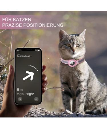Premium Adjustable Leather Airtag Cat Collar - Reflective GPS Tracking Neck Band for Small Medium & Large Cats (XS Pink 19-26cm) - Anti-Lost Airtag Case - Buy Online on GoSupps.com