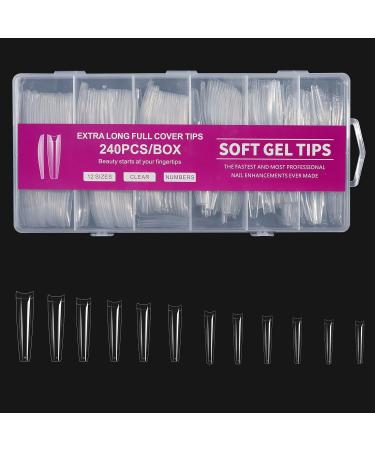 1 Box/box Extra Long Gel Nail Tips Full Cover Fake Nails Luxury Soft Gel Press On Nails DIY Manicure Nail Salon Supply Extra Long Soak Off Nail Extensions Gel False Nails full nail - Buy Online on GoSupps.com