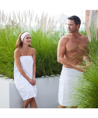 Boca Terry Women's XXL White 100% Cotton Spa Wrap with Snaps - Luxury Spa, Shower, Bath and Gym Towel - Buy Online on GoSupps.com
