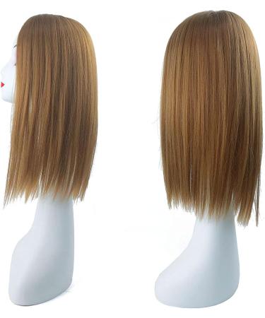 Nature Straight Mixture Snythetic Hair Topper 18" Side Parting Lace Base Clip in Wiglet Full Head Wear Crown Wig (Right Part 27# Dark Blonde) - Buy Online on GoSupps.com
