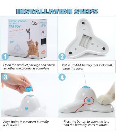 Pawsayes Interactive Indoor Cat Toy - 360 Rotating Butterfly with 2 Refill Packs - Green | Best Cat Toys for Indoor Fun - Buy Online on GoSupps.com