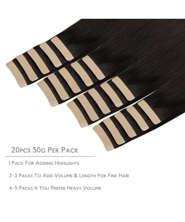 Salife 20Pcs 50cm Dark Brown Remy Tape Extensions | Real Hair Skin Weft | Silky Straight #2 - Buy Online on GoSupps.com