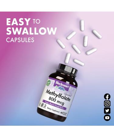 BlueBonnet Nutrition CellularActive Methylfolate 800 mcg Formulated with Quatrefolic - for Energy Mood and Prenatal Health - Vegan Gluten-Free Non-GMO and Kosher 60 Capsules 60 Servings - Buy Online on GoSupps.com