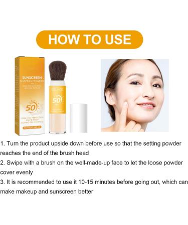 Mineral Powder Sunscreen Brush - Powder Sunscreen for Face Sun Protection Powder Mineral Sunscreen Setting Powder Lasting Lightweight Breathable Oil Control Natural Matte Finish(SPF 50) - Buy Online on GoSupps.com