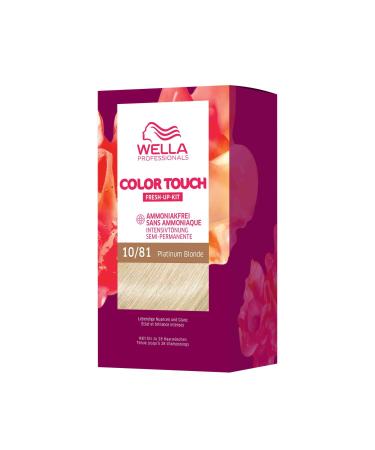 Wella Professionals Color Touch Demi Permanent Hair Colour without Ammonia - Hair Dye with Up to 50% Grey Hair Coverage - Root Kit Including Hair Mask - 10/81 Platinum Blonde (130ml)