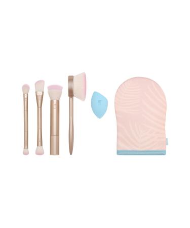 REAL TECHNIQUES Endless Summer Makeup Brush Kit Face Brushes For Foundation and Powder Premium Quality 6 Piece Set Pink