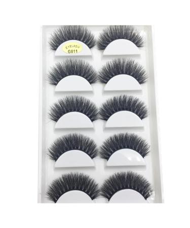 UAMOU 10/50 Boxes 5 Pairs 3D Mink False Eyelashes Soft Lashes Makeup Eyelash Faux Cils Cilios Maquiagem Cheerfully (Color : 5Pairs G811 Size : 10 Boxes 50 Pairs)