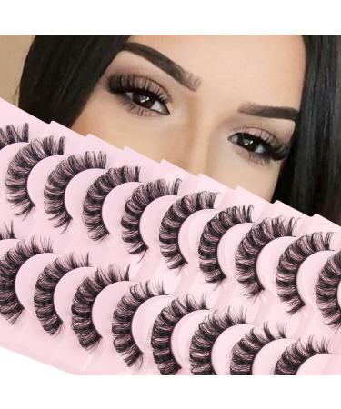 Parriparri Eyelashes Russian Strip Lashes 10 Pairs Curly False Lashes D Curl Volume Strip Lashes Natural Fluffy Thick Fake Lashes Russian-39