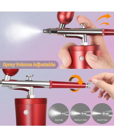 AceFox Auto Airbrush Kit - Portable 30 PSI Cordless Compressor for Painting, Makeup, Nails, Cake Decorating, Tattoo - Red - Buy Online on GoSupps.com