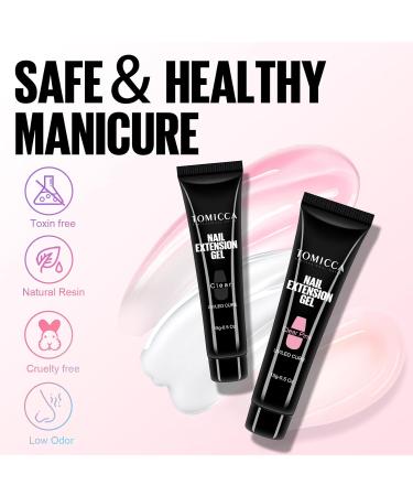 Tomicca 2 Colors Acrylic Gel for Nails - Clear & Rosa Set | Quick Extender Polygel for Long-Lasting & Natural Gelnails | 2x15g for Beginners & Salon Professionals - Buy Online on GoSupps.com