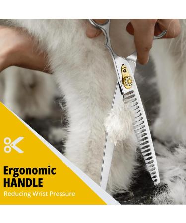 Dream REAC 8 Inch Dog Effilting Scissors - Ergonomic 440C Stainless Steel with 75% Thinning Rate & Adjustable Screw - Professional Dog Grooming Shears - Buy Online on GoSupps.com