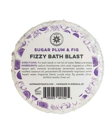 Sugar Plum & Fig All-Natural Fizzy Bath Blast - Vegan Bath Bomb Made with Pure Essential Oils to Help You Relax  Hypoallergenic  Plant-Derived  Handmade in USA by DAYSPA Body Basics