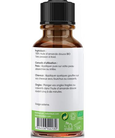 Organic Sweet Almond Oil 100ml - 100% Pure Cold Pressed Extra Virgin | Vegan Body Skin Face & Hair Care - Buy Online on GoSupps.com