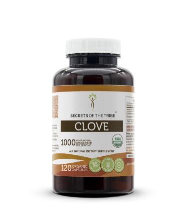 Secrets of the Tribe Clove 120 Capsules 1000 mg USDA Organic Clove (Syzygium Aromaticum) Dried Flower Buds (120 Capsules) 120 Count (Pack of 1)