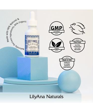 LilyAna Naturals Retinol Serum - 2.5% Pure Retinol for Dark Spots & Acne Scars - 1oz (1-Pack) - Buy Online on GoSupps.com