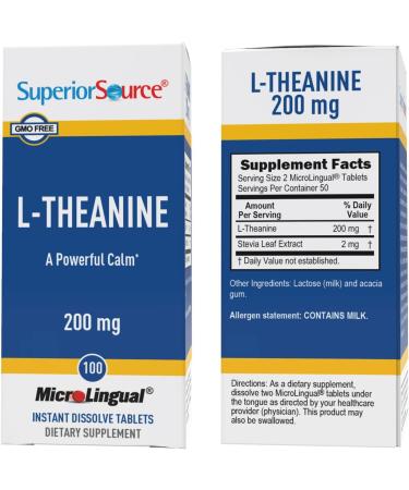 Superior Source L-Theanine 200 mg - MicroLingual Instant Dissolve Tablets | Promotes Relaxation & Restful Sleep | Non-GMO | 100 Ct - Buy Internationally - Buy Online on GoSupps.com